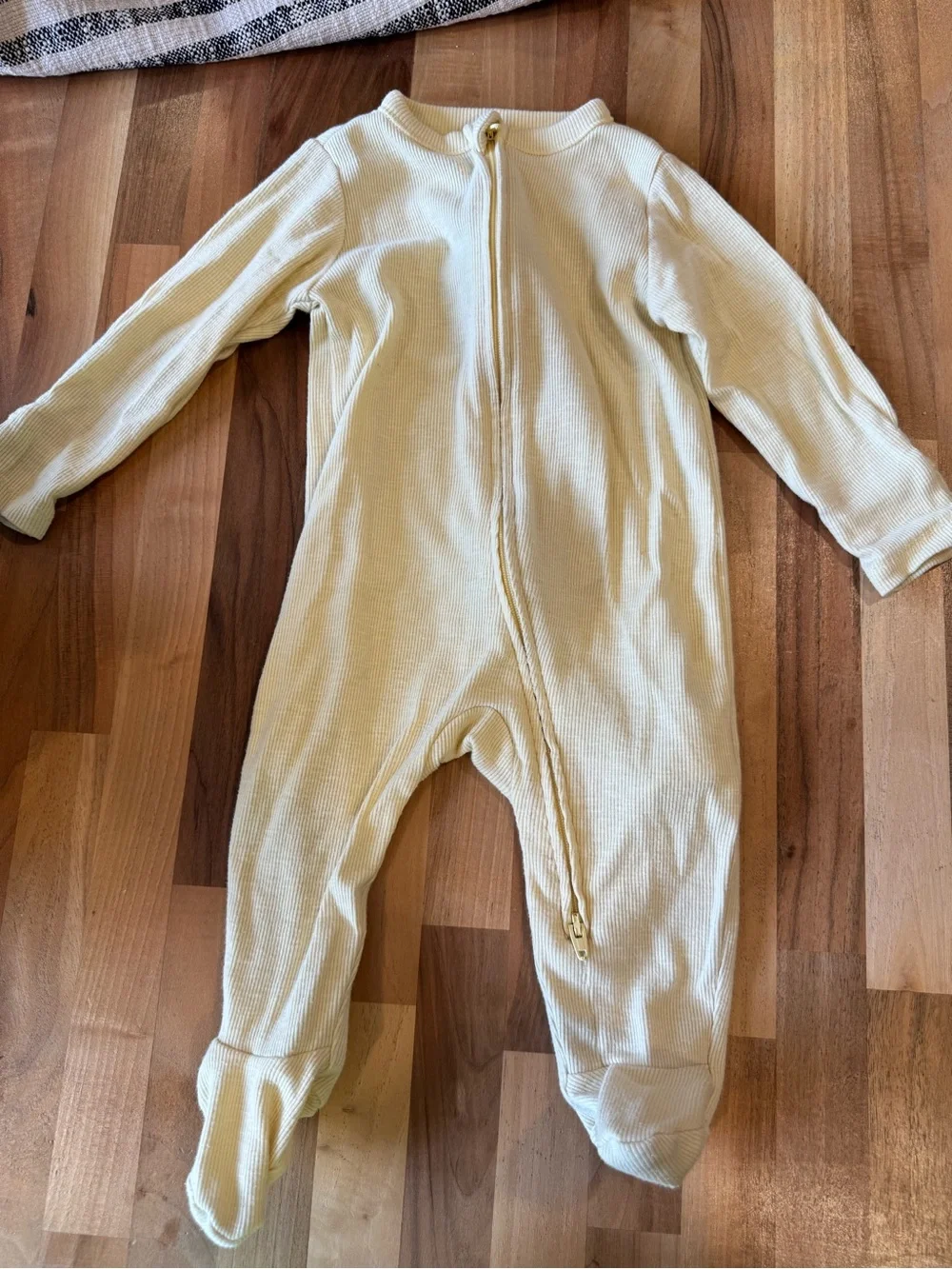 Old Navy Yellow Ribbed Footed One-Piece Zipper Pajama